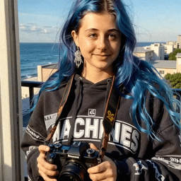 Emma-Jane MacKinnon-Lee holding a camera in candid shots